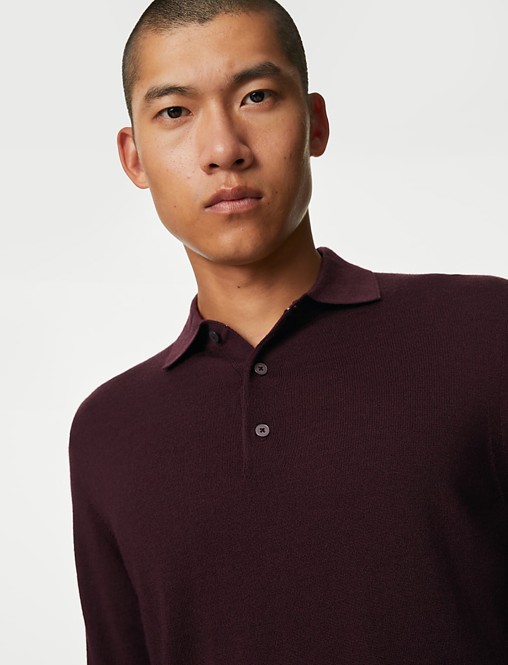 Pure Extra Fine Merino Wool Knitted Polo Shirt