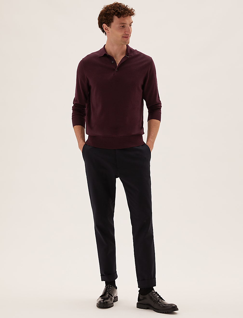 Pure Extra Fine Merino Knitted Polo Shirt