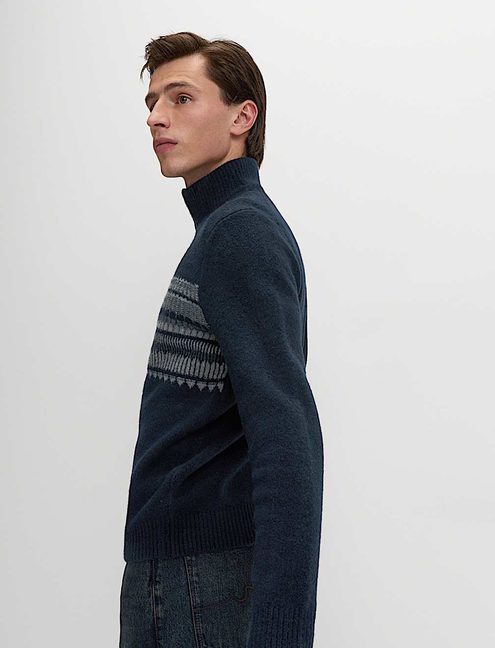 Striped Half Zip Soft Jumper