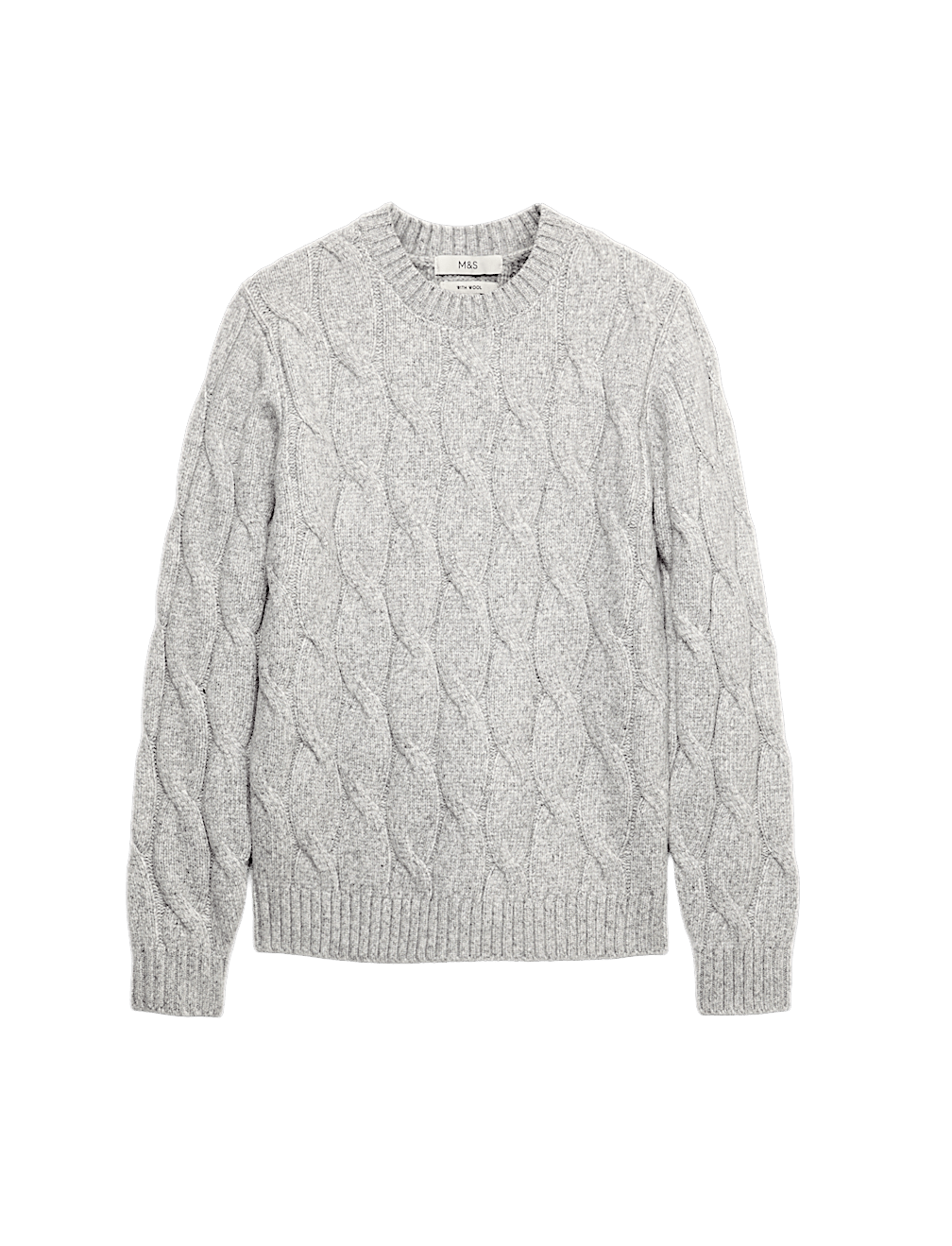 Cable Crew Neck Jumper with Wool