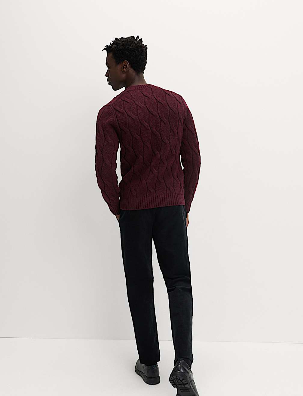 Cable Crew Neck Jumper with Wool