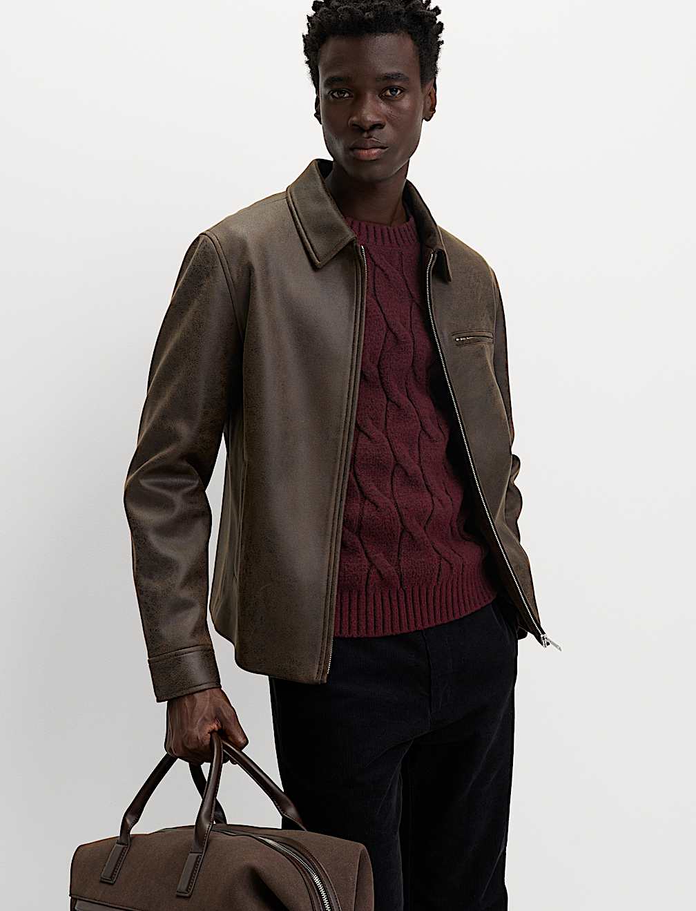 Cable Crew Neck Jumper with Wool