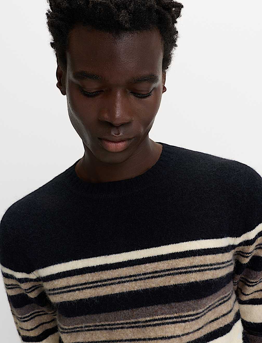 Hazy Striped Crew Neck Jumper with Wool