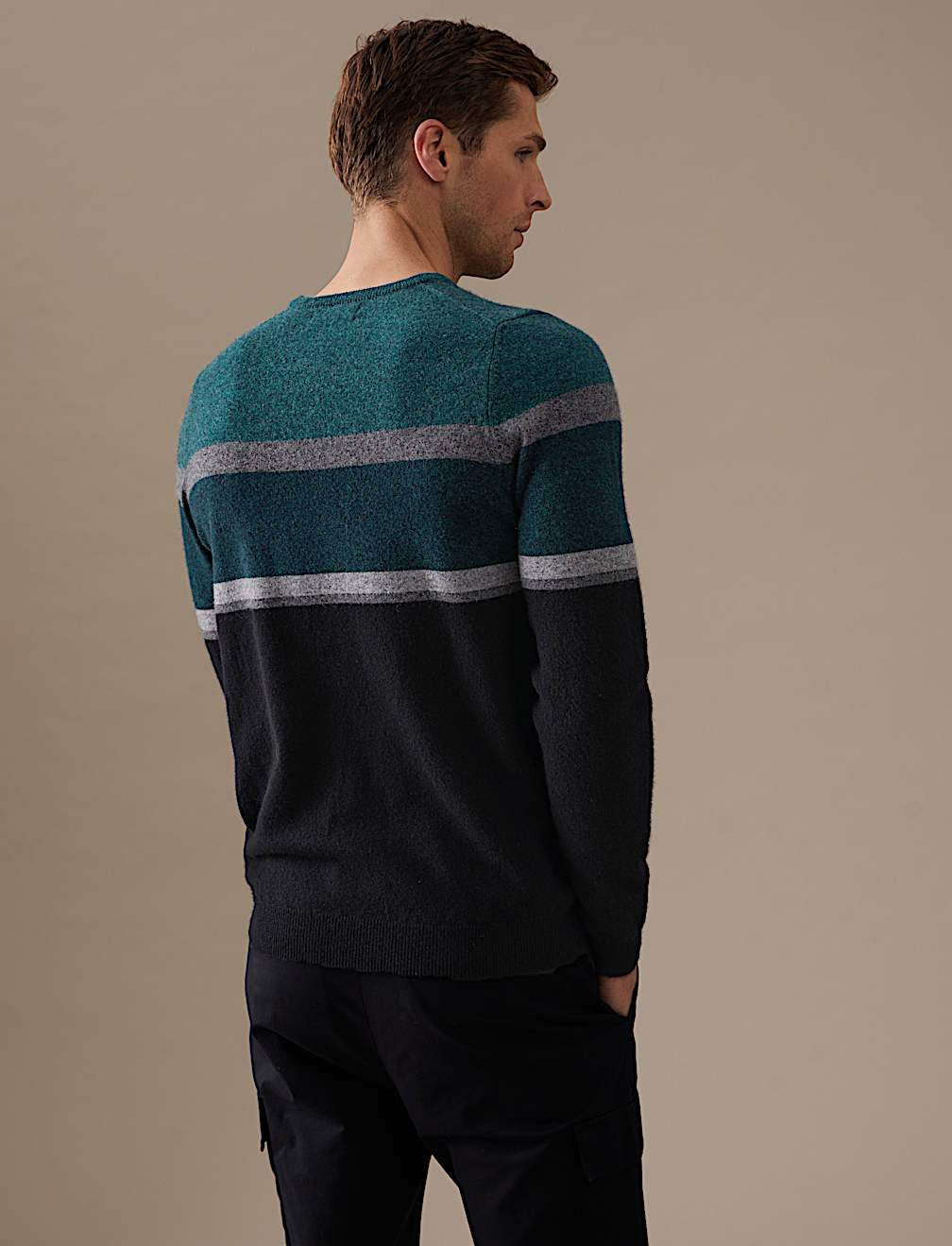 Pure Cashmere Striped Crew Neck Jumper