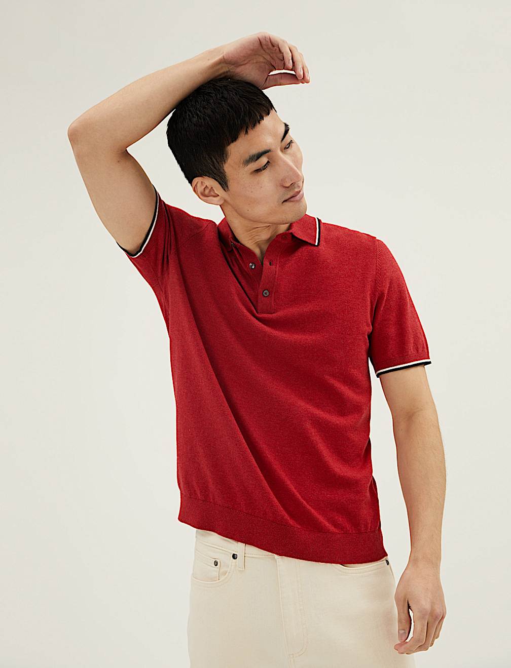Cotton Rich Tipped Knitted Polo Shirt