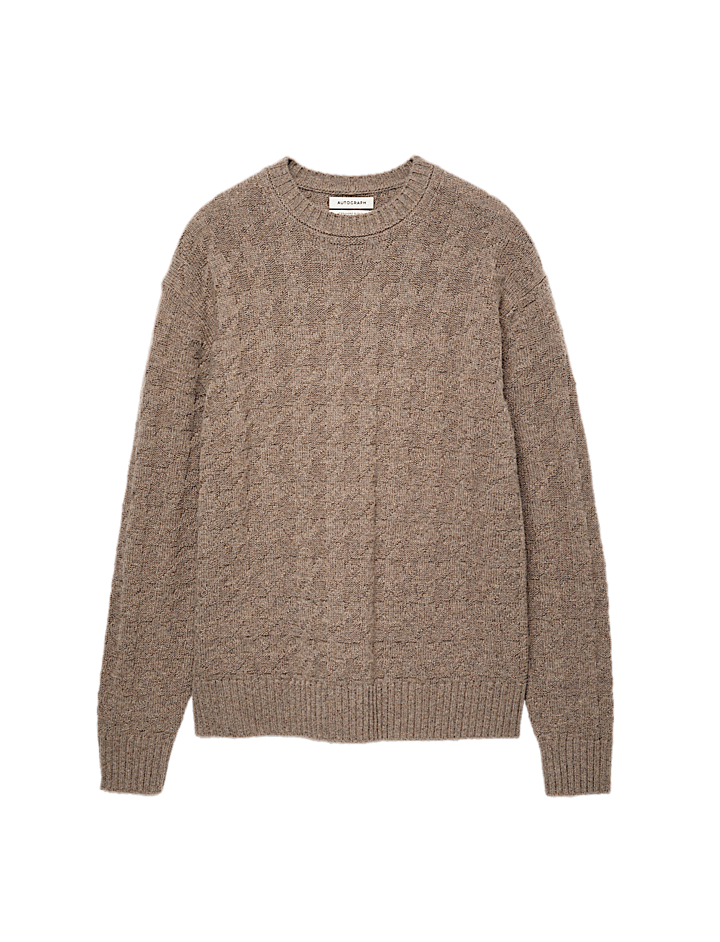 Cashmere Blend Textured Crew Neck Jumper
