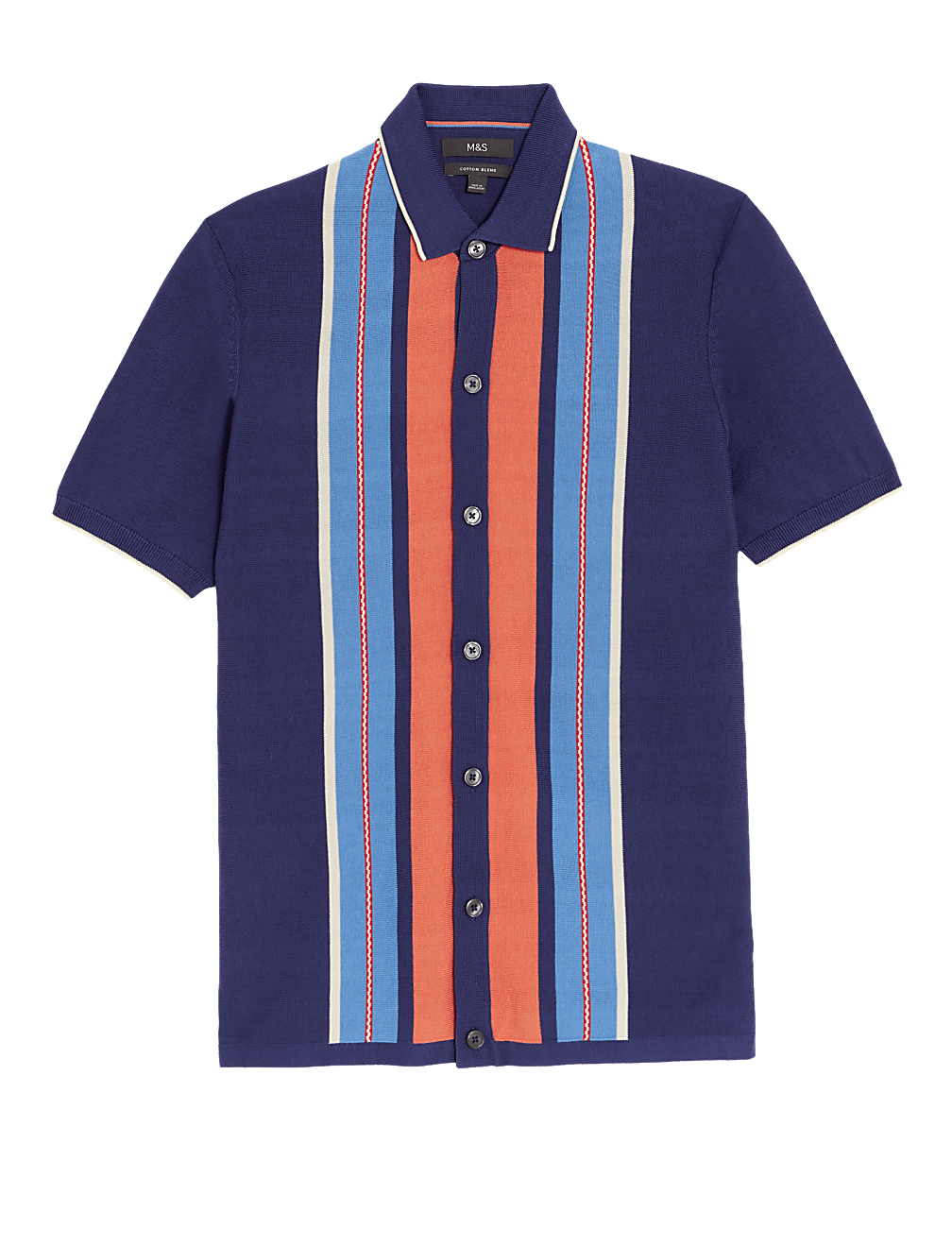 Cotton Modal Striped Knitted Polo Shirt