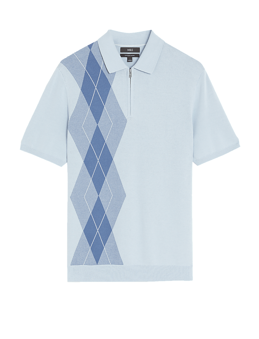 Cotton Rich Arygle Knitted Polo Shirt