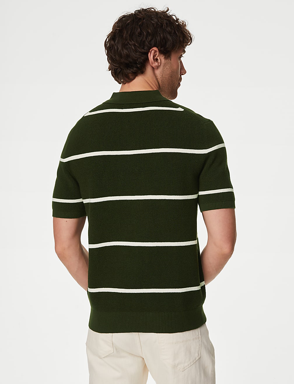 Cotton Rich Striped Knitted Polo Shirt