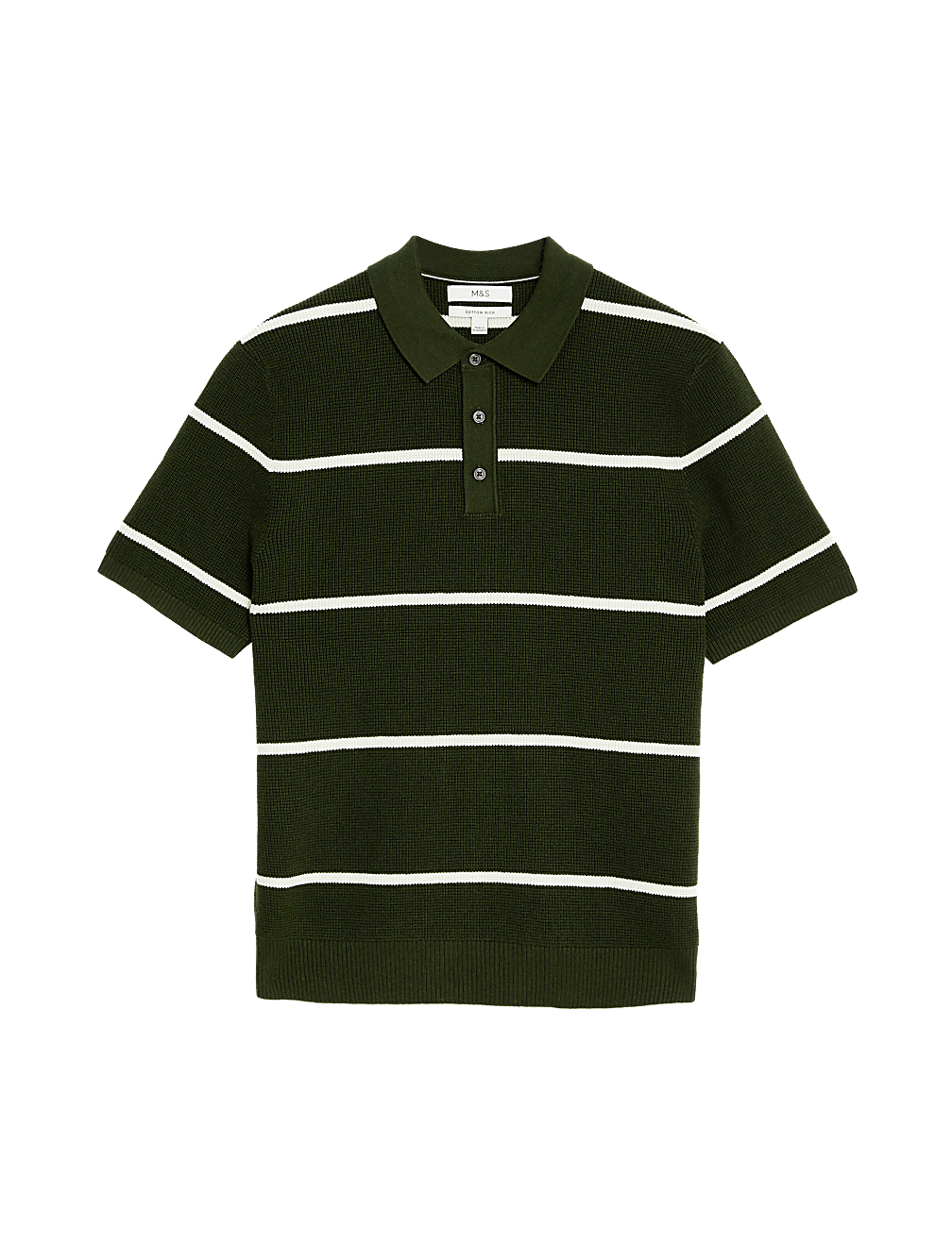 Cotton Rich Striped Knitted Polo Shirt