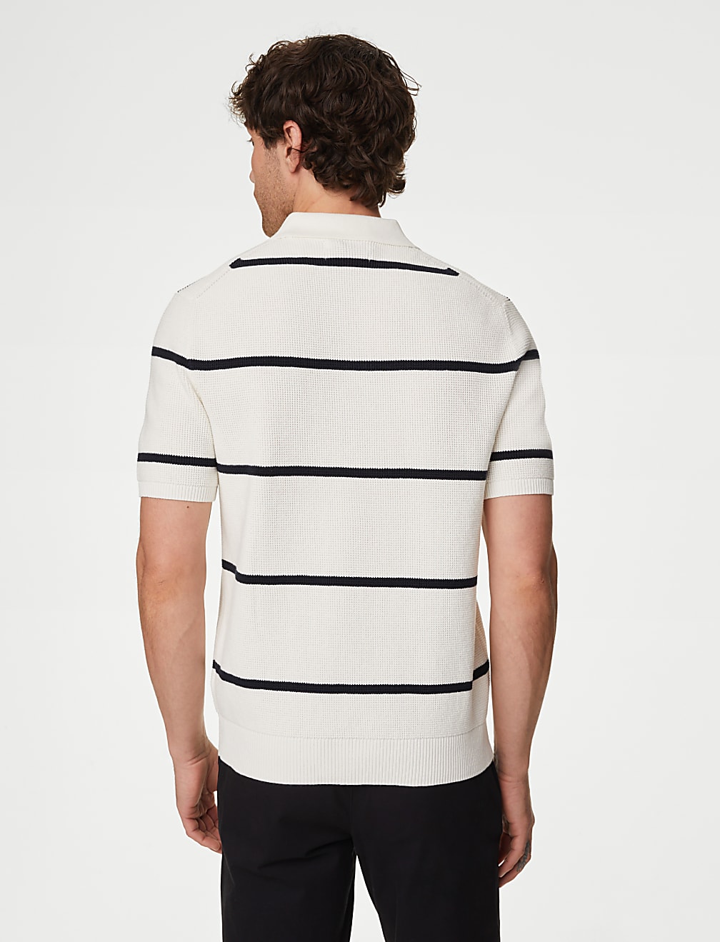 Cotton Rich Striped Knitted Polo Shirt