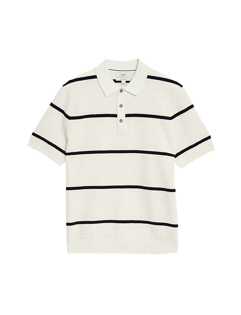 Cotton Rich Striped Knitted Polo Shirt