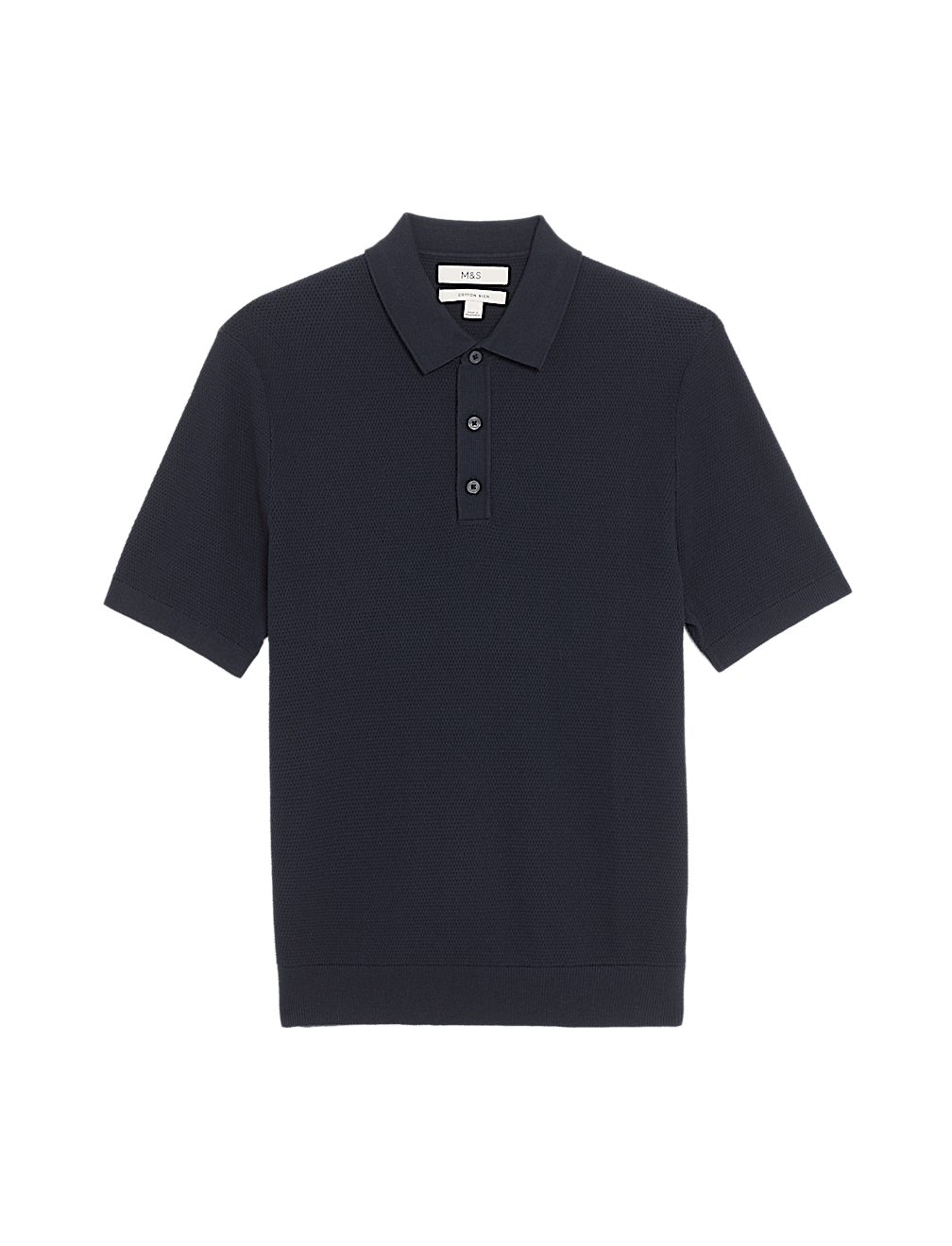 Cotton Rich Textured Knitted Polo Shirt