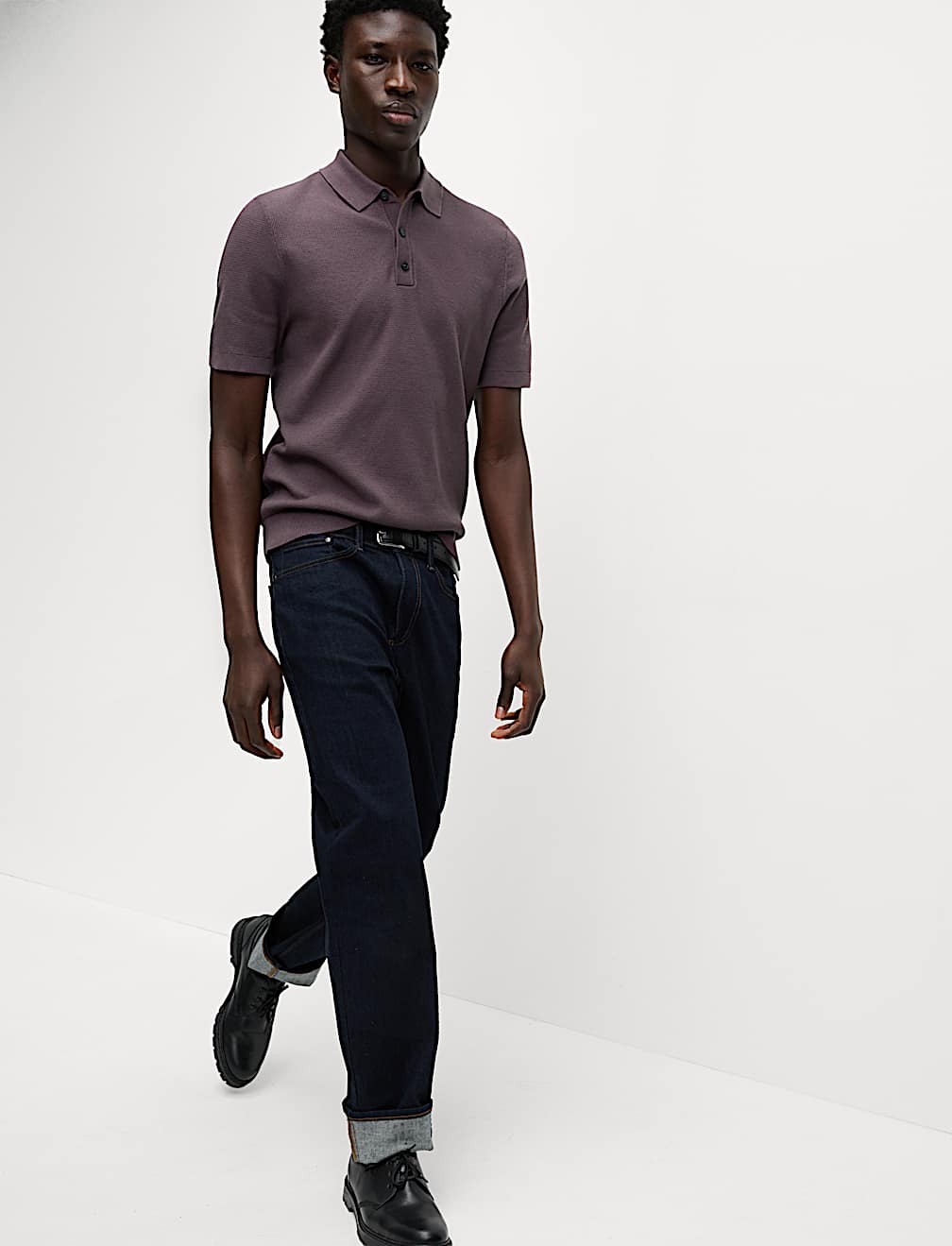 Cotton Rich Textured Knitted Polo Shirt