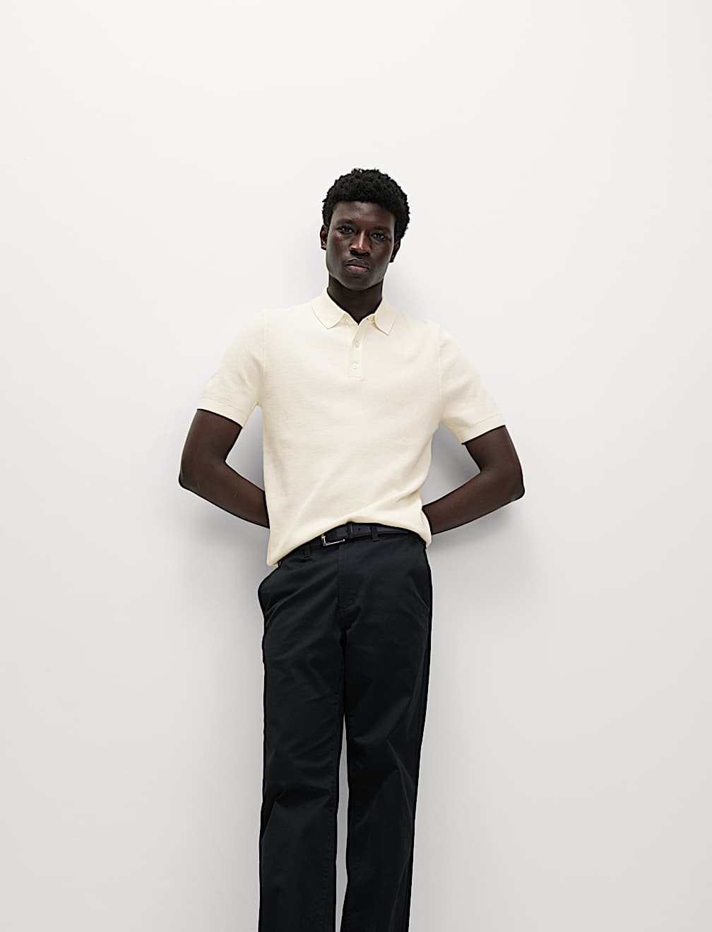Cotton Rich Textured Knitted Polo Shirt