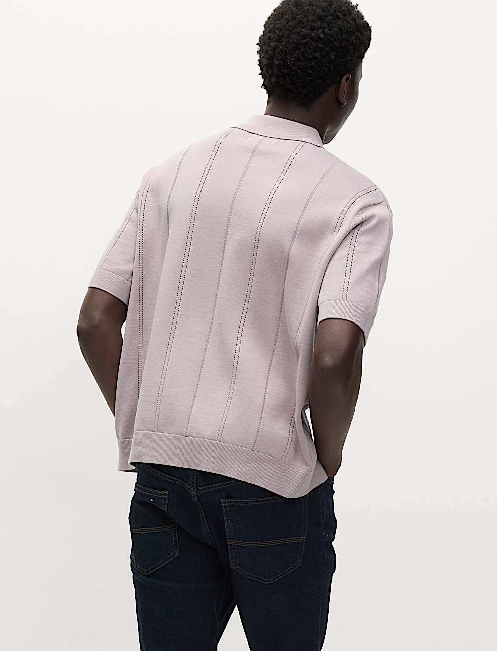 Pure Cotton Textured Knitted Polo Shirt