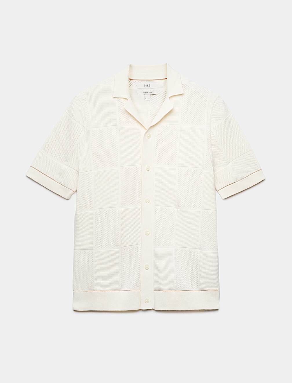 Button-Through Patchwork Knitted Polo Shirt