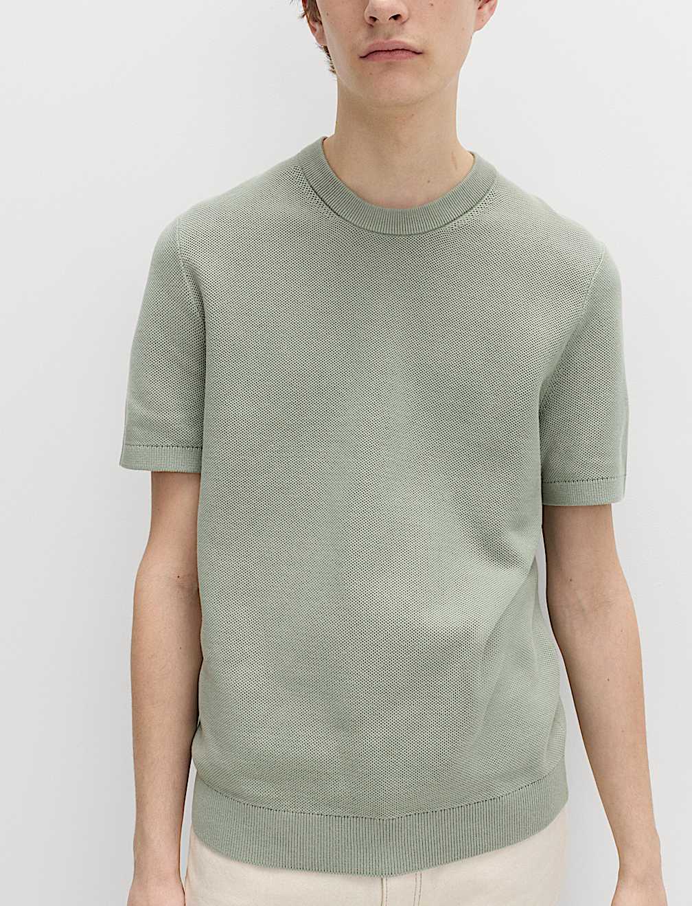 Cotton Rich Textured Knitted T-Shirt