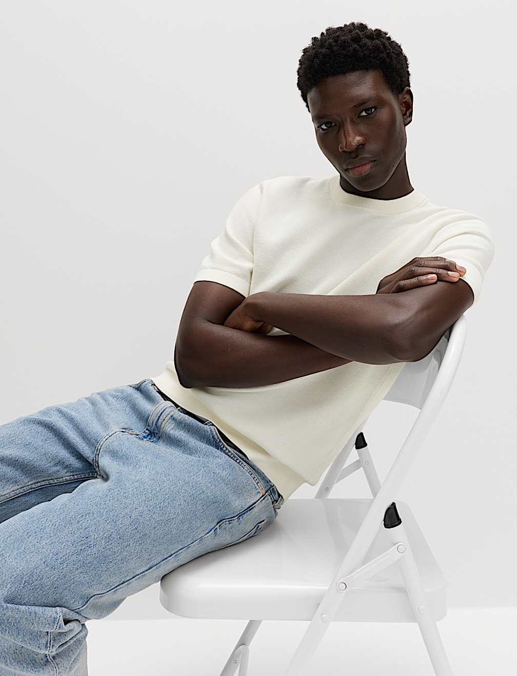 Cotton Rich Textured Knitted T-Shirt