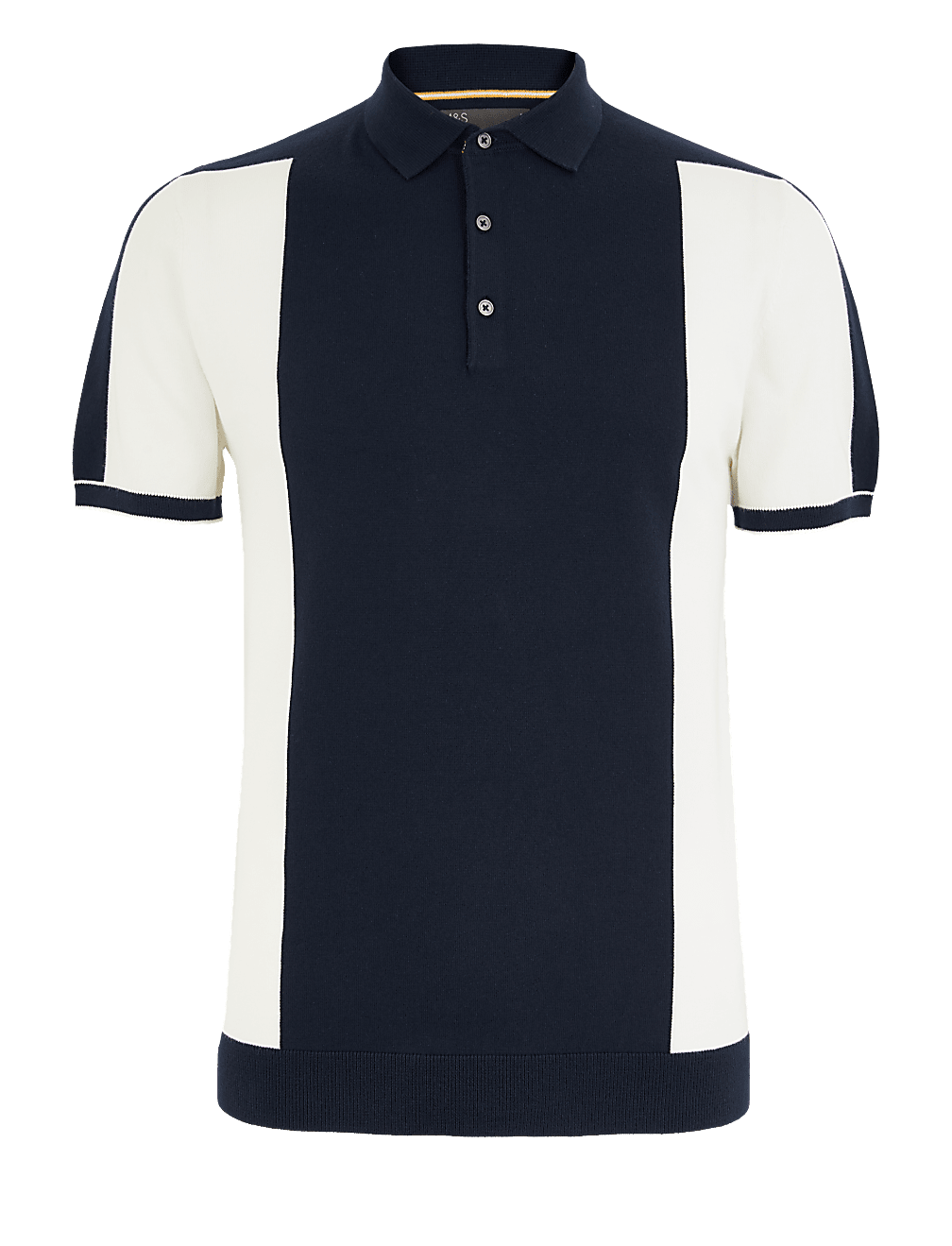 Cotton Colour Block Knitted Polo Shirt