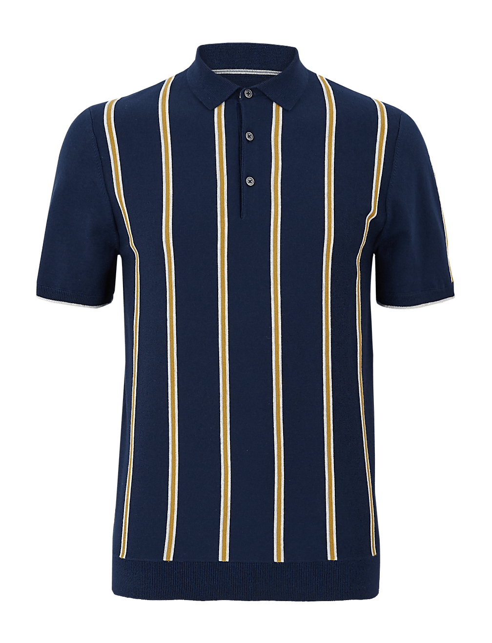 Cotton Striped Knitted Polo Shirt