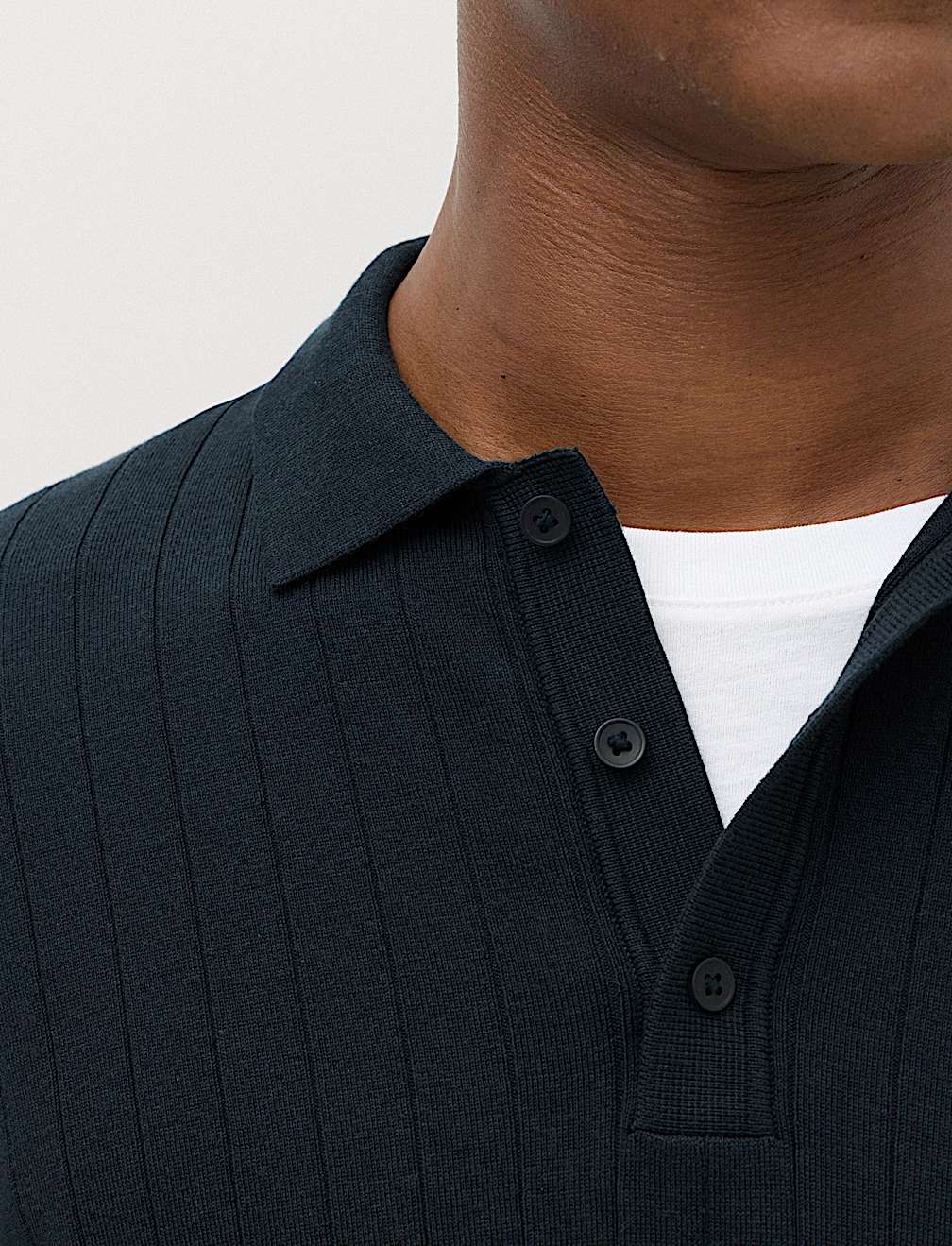 Cotton Blend Smart Rib Knit Polo Shirt