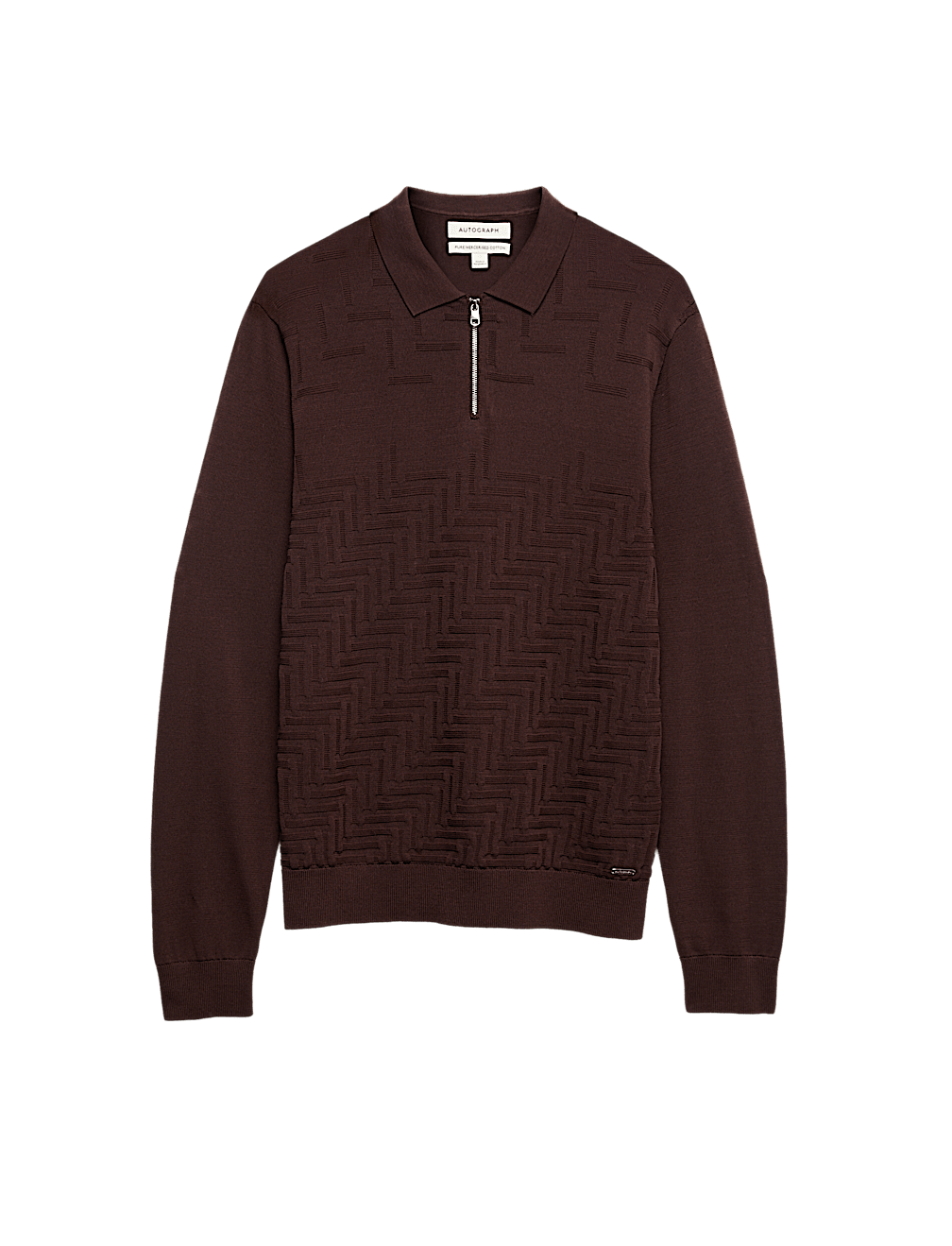 Mercerised Cotton Geometric Half Zip Polo