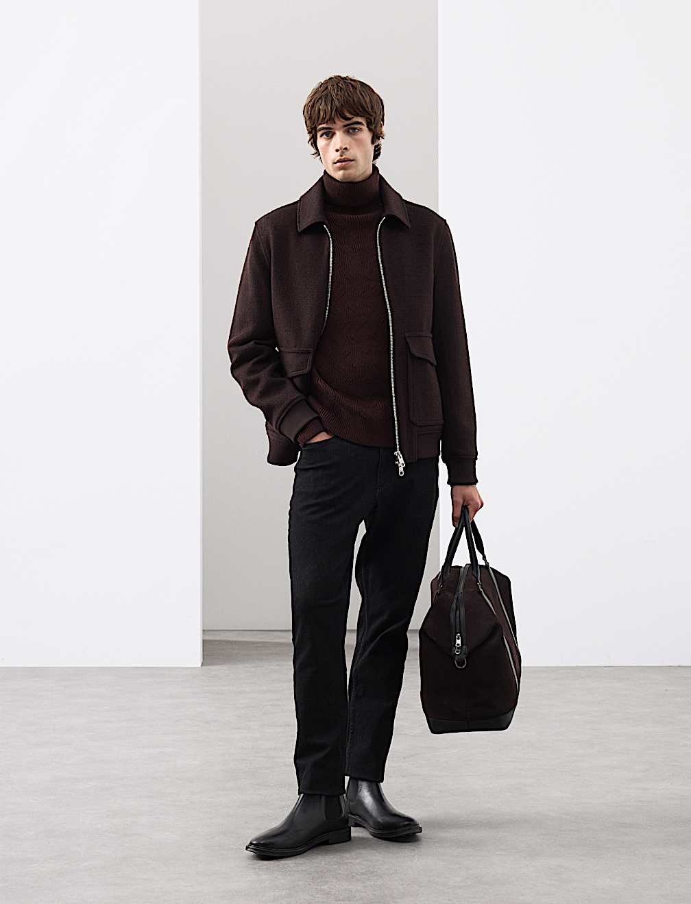 Pure Wool Wave Stitch Roll Neck Jumper