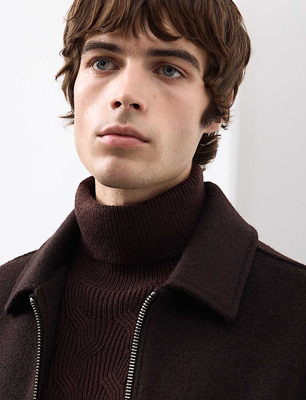 Pure Wool Wave Stitch Roll Neck Jumper