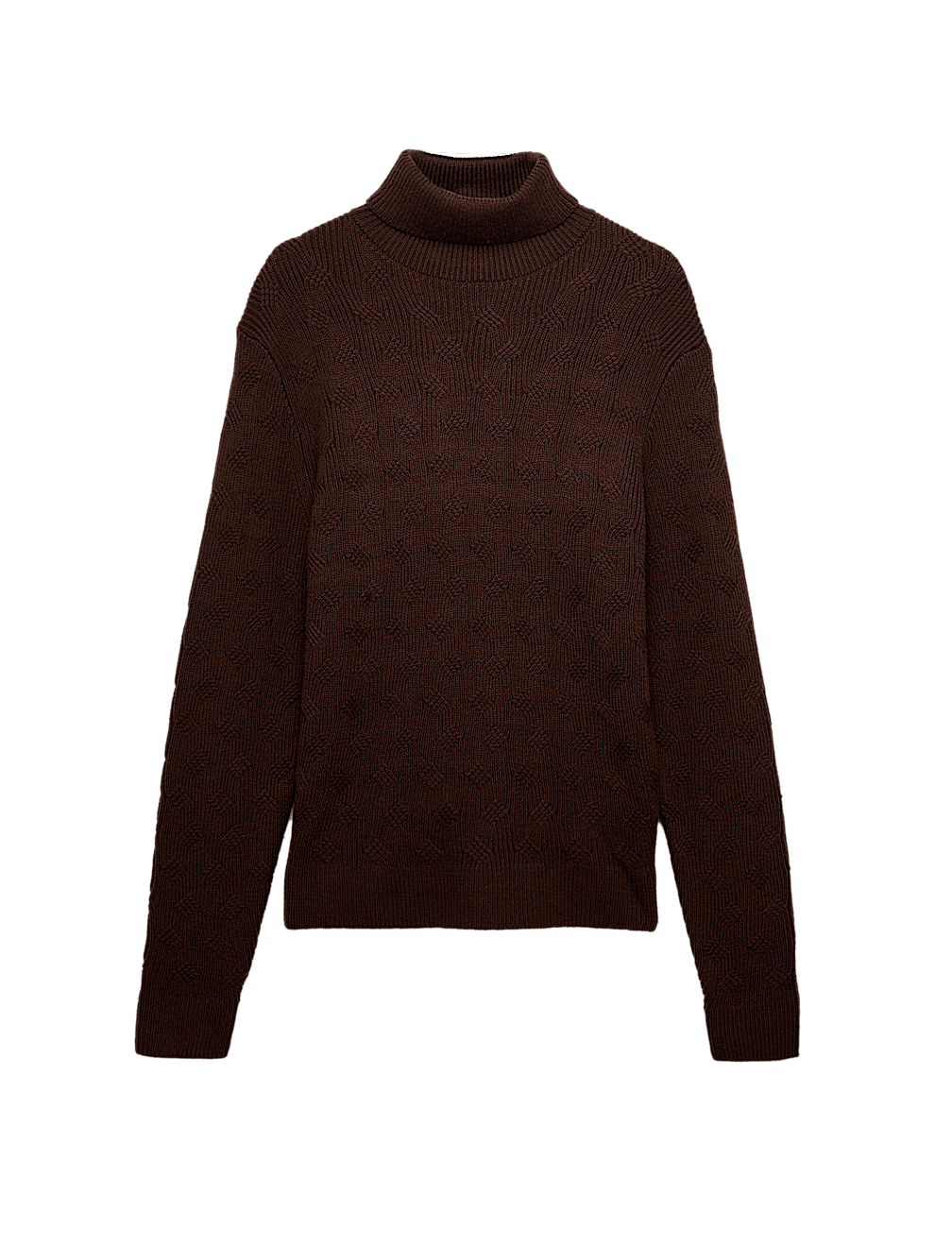 Pure Wool Wave Stitch Roll Neck Jumper