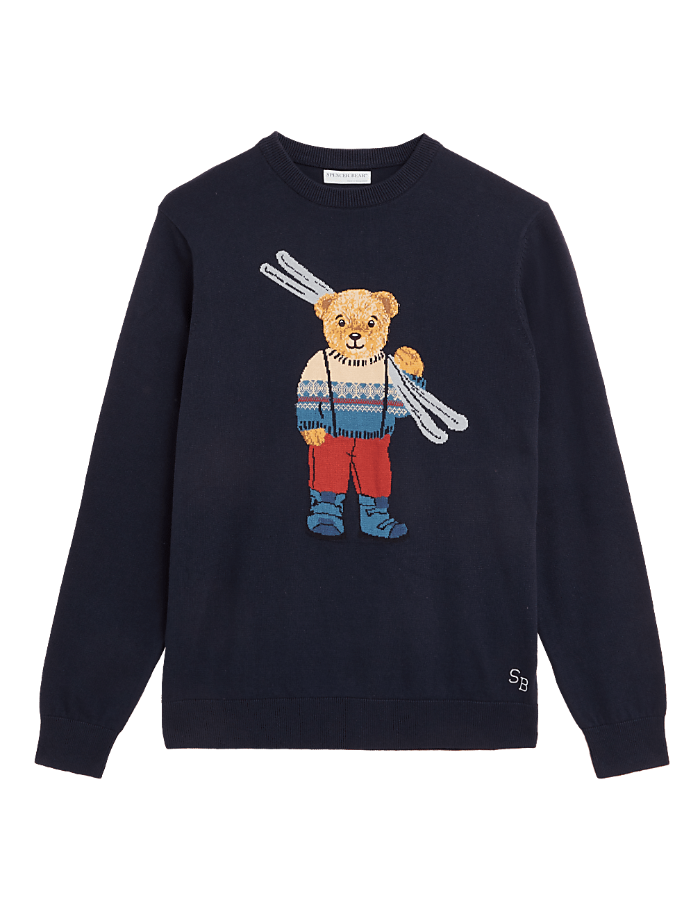 Pure Cotton Bear Christmas Crew Neck Jumper