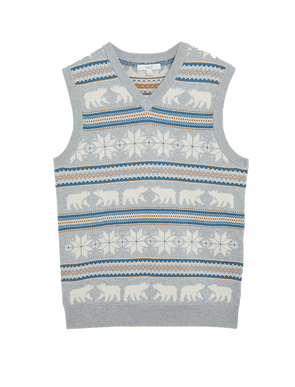 Pure Cotton Sleeveless Fair Isle Christmas Jumper