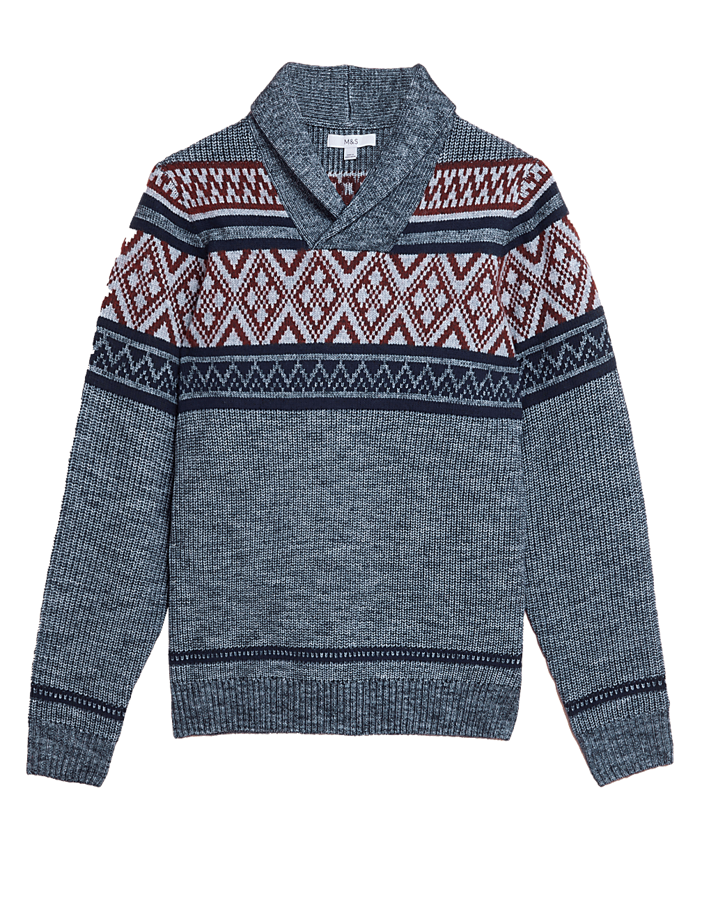 Fair Isle Shawl Collar Jumper