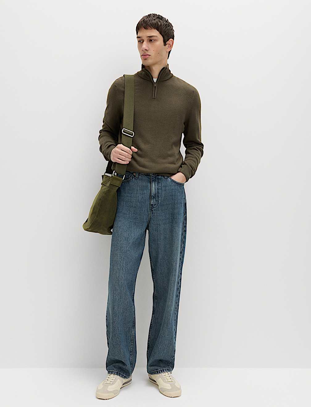 Cashmilon&trade; High Neck Half Zip Jumper