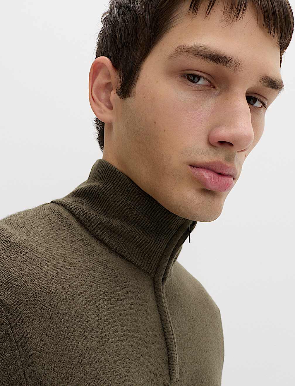 Cashmilon&trade; High Neck Half Zip Jumper