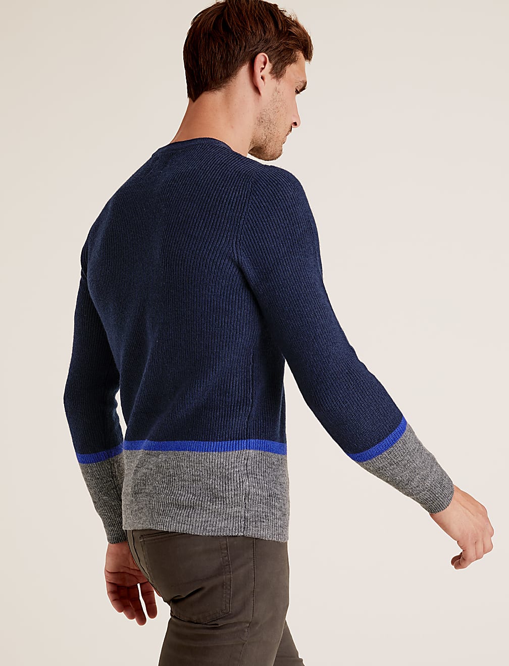 Block Striped Crew Neck Jumper