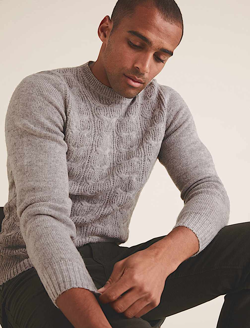 Recycled Super Soft Cable Crew Neck Jumper