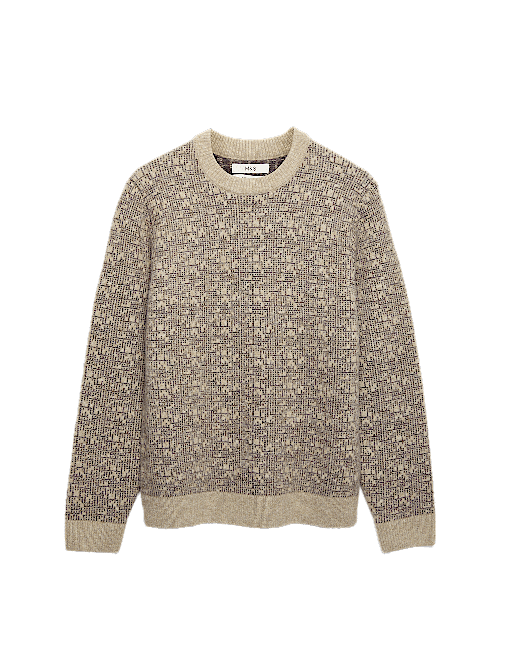 Lofty Patterned Crew Neck Jumper with Wool