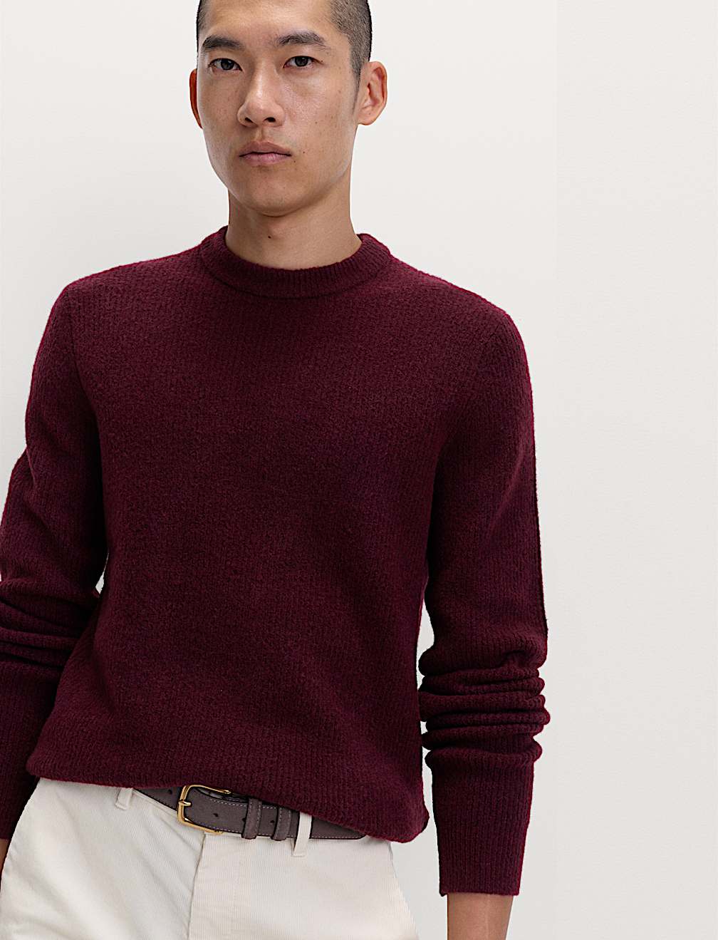 Supersoft Ribbed Crew Neck Jumper with Wool