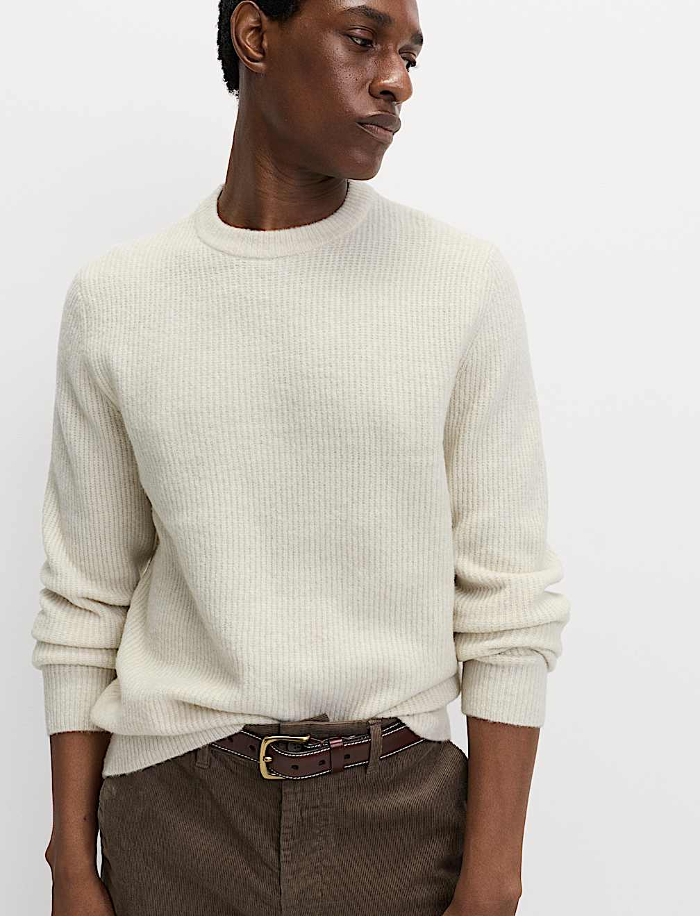 Supersoft Ribbed Crew Neck Jumper with Wool