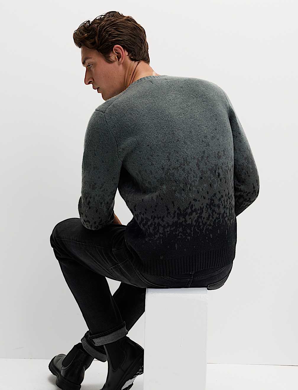 Supersoft Ombre Polo Jumper with Wool