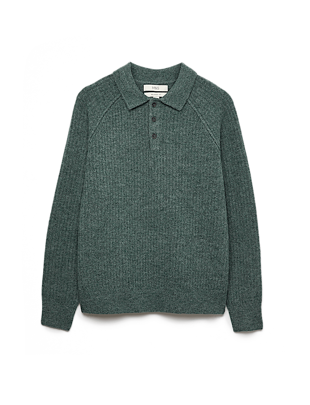 Lofty Ribbed Buttoned Knitted Polo Shirt