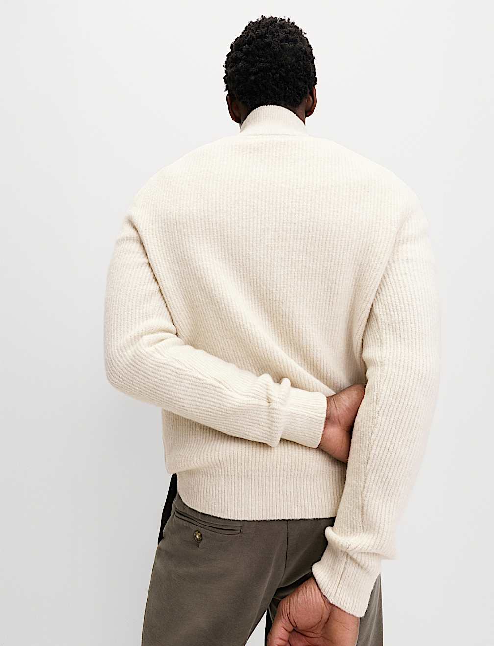 Supersoft Ribbed Half zip Jumper with Wool