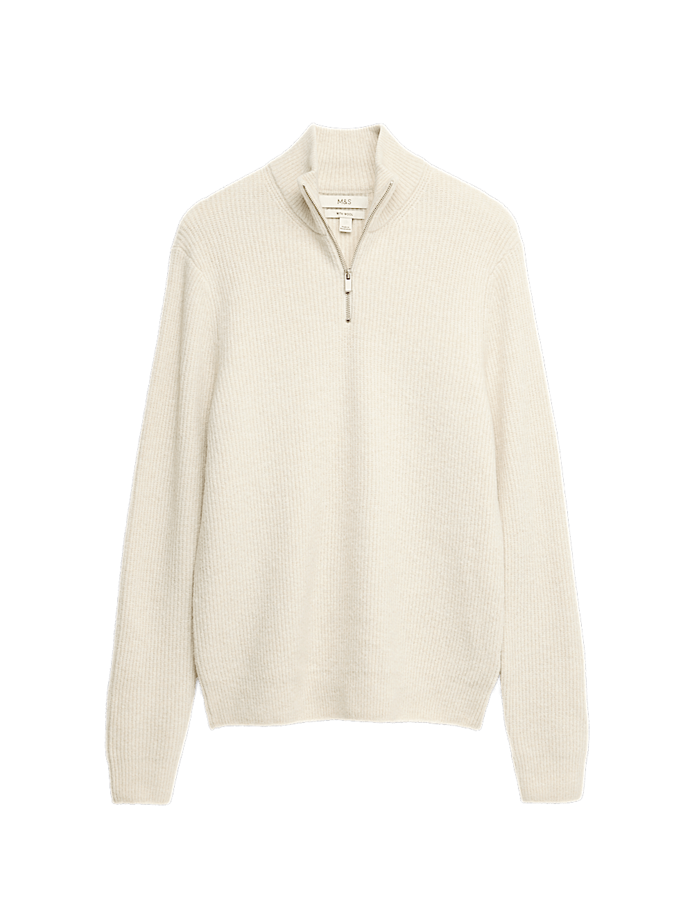 Supersoft Ribbed Half zip Jumper with Wool