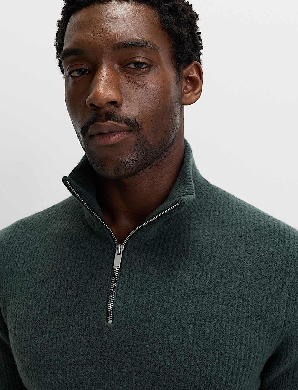 Supersoft Ribbed Half zip Jumper with Wool