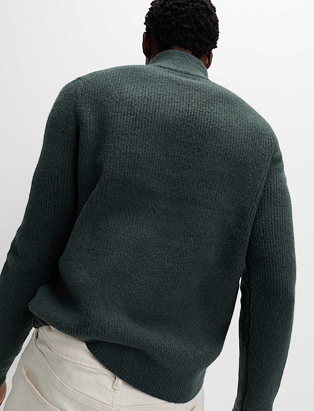Supersoft Ribbed Half zip Jumper with Wool