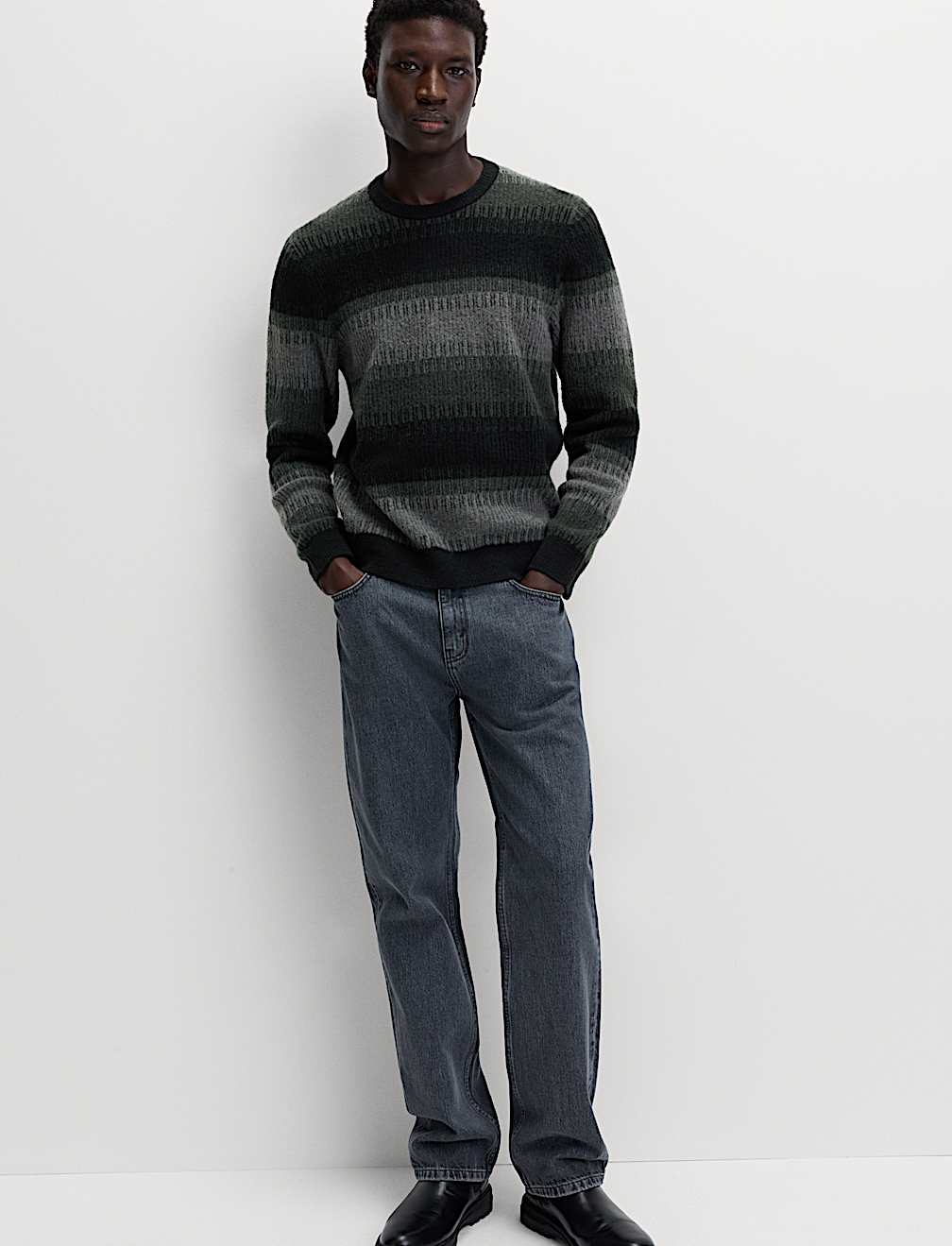 Supersoft Stripe Crew Neck Jumper with Wool