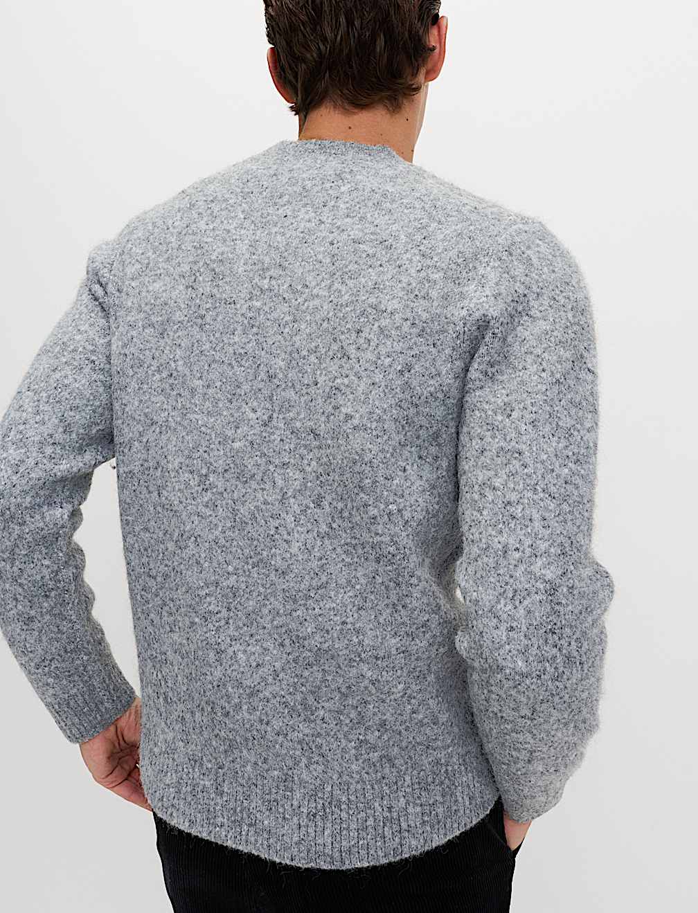 Relaxed Textured V-Neck Cardigan with Wool