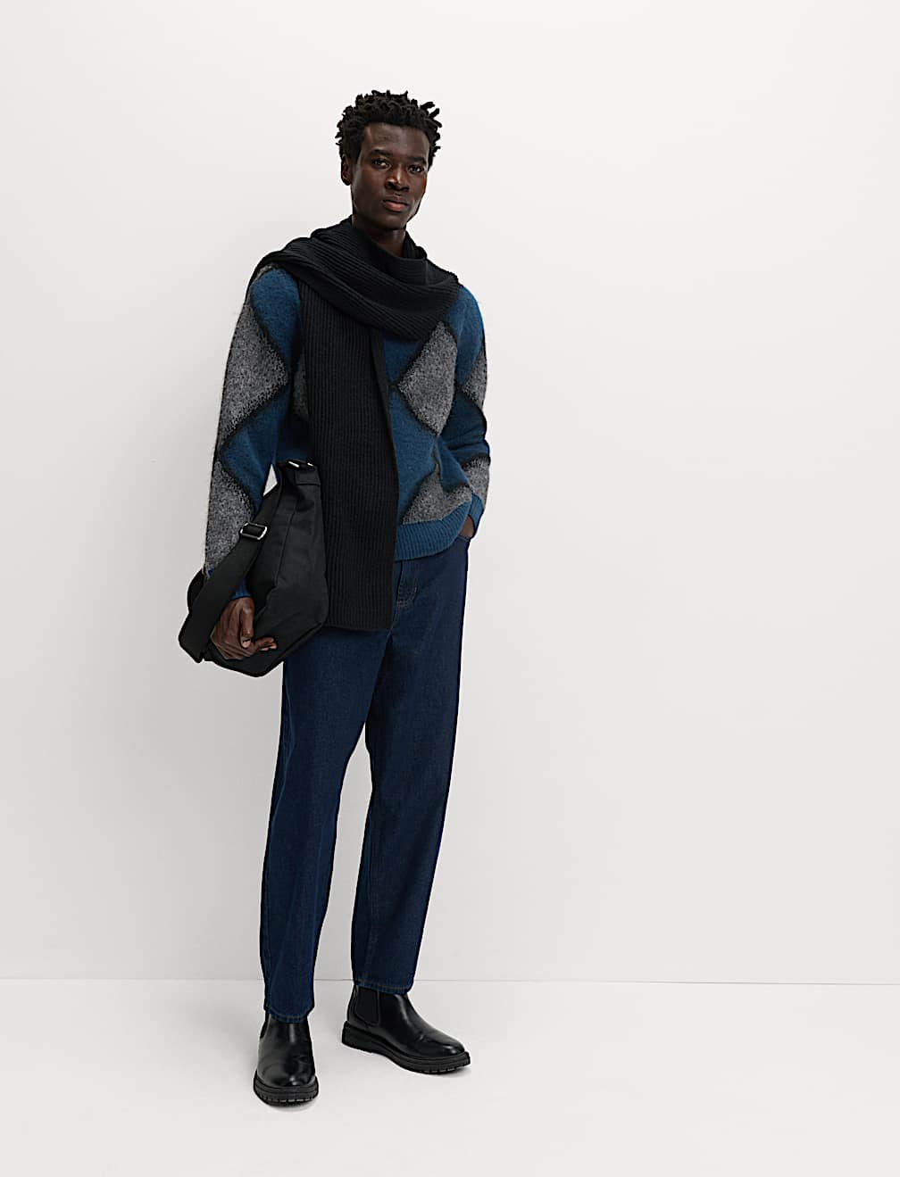 Hazy Exploded Argyle Crew Neck Jumper