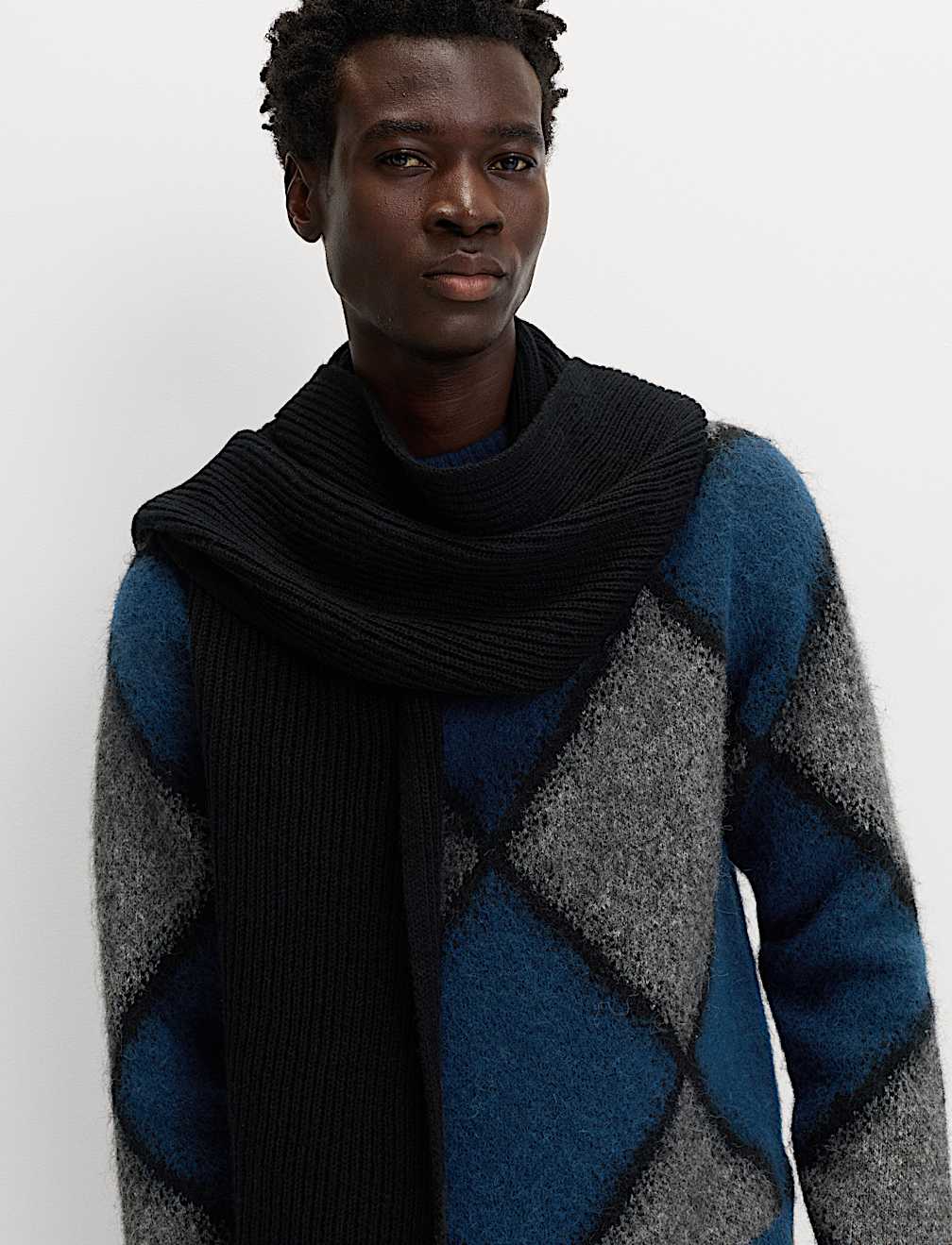 Hazy Exploded Argyle Crew Neck Jumper